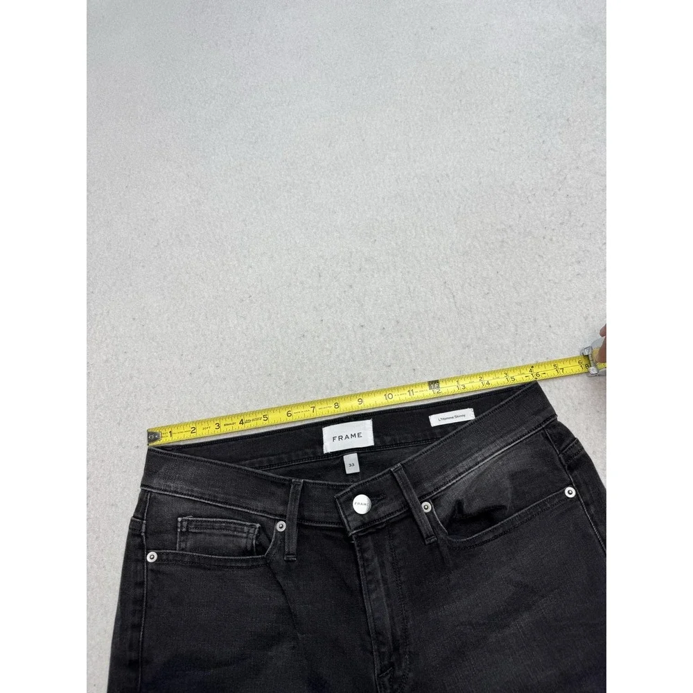 Frame Denim Jeans Mens 33x32 Gray Charcoal L'Homme Skinny Distressed Stretch